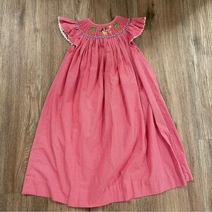 Be Mine Smocked Dress Toddler Girl Size 4 Pink Hawaiian Hula Colorful Tropical